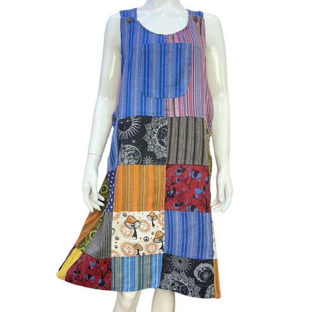 Rising International Boho Patchwork Pinafore/Jumper, 100% Cotton - NWT - Picture 3 of 8